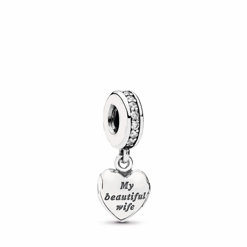 Pandora My Beautiful Wife Dangle Charm Ireland - Sterling Silver/Cubic Zirconia - 674920NRL